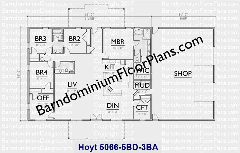 Hoyt 5066-5 Bed-3 Bath Barndominium