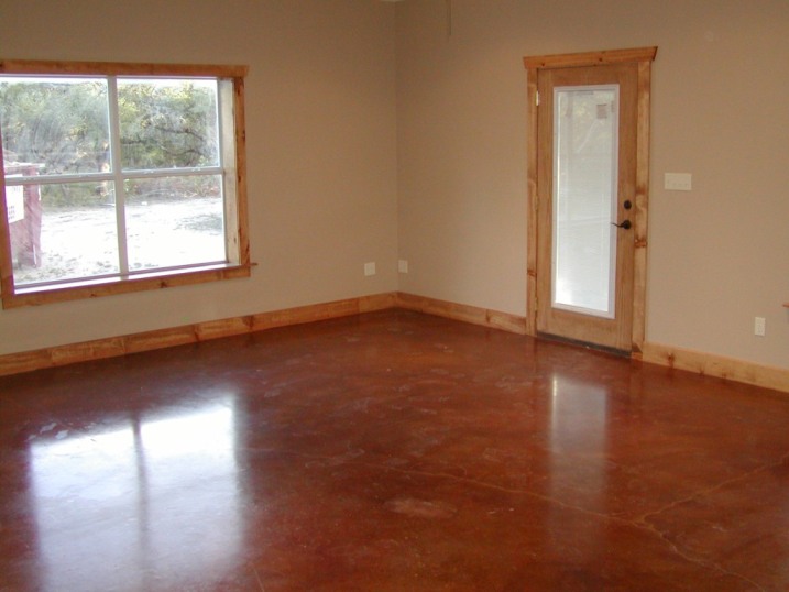 Barndominium with stained floor